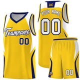 Custom Gold White and Navy Color Block Sports Uniform Basketball Jersey