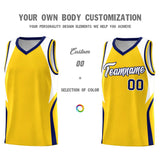 Custom Gold White and Navy Color Block Sports Uniform Basketball Jersey