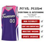 Custom Purple Pink and White Color Block Sports Uniform Basketball Jersey