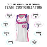 Custom White Purple and Pink Color Block Sports Uniform Basketball Jersey
