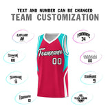 Custom Red Aqua and White Color Block Sports Uniform Basketball Jersey