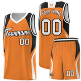 Custom Gold Orange Black and White Color Block Sports Uniform Basketball Jersey