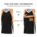 Custom Black Gold Orange and White Color Block Sports Uniform Basketball Jersey