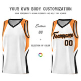 Custom White Gold Orange and Black Color Block Sports Uniform Basketball Jersey