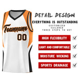 Custom White Gold Orange and Black Color Block Sports Uniform Basketball Jersey
