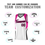 Custom White Pink and Black Color Block Sports Uniform Basketball Jersey