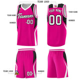 Custom Pink Black and White Color Block Sports Uniform Basketball Jersey