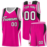 Custom Pink Black and White Color Block Sports Uniform Basketball Jersey