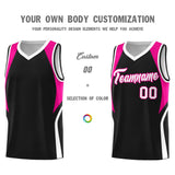 Custom Black Pink and White Color Block Sports Uniform Basketball Jersey