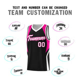 Custom Black Pink and White Color Block Sports Uniform Basketball Jersey