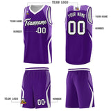 Custom Purple Light Purple and White Color Block Sports Uniform Basketball Jersey