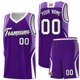 Custom Purple Light Purple and White Color Block Sports Uniform Basketball Jersey
