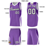 Custom Light Purple Purple and White Color Block Sports Uniform Basketball Jersey