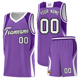 Custom Light Purple Purple and White Color Block Sports Uniform Basketball Jersey