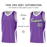 Custom Light Purple Purple and White Color Block Sports Uniform Basketball Jersey