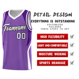 Custom Light Purple Purple and White Color Block Sports Uniform Basketball Jersey