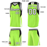 Custom Fluorescent Green Black and White Color Block Sports Uniform Basketball Jersey