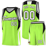 Custom Fluorescent Green Black and White Color Block Sports Uniform Basketball Jersey