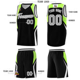 Custom Black Fluorescent Green and White Color Block Sports Uniform Basketball Jersey