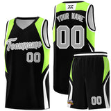 Custom Black Fluorescent Green and White Color Block Sports Uniform Basketball Jersey