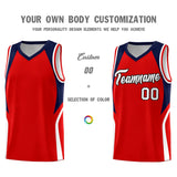 Custom Red Navy and White Color Block Sports Uniform Basketball Jersey
