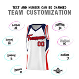 Custom White Navy and Red Color Block Sports Uniform Basketball Jersey