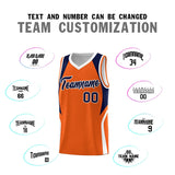 Custom Orange Navy and White Color Block Sports Uniform Basketball Jersey
