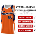 Custom Orange Navy and White Color Block Sports Uniform Basketball Jersey
