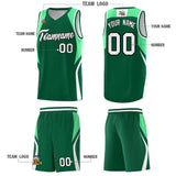 Custom Kelly Green Green and White Color Block Sports Uniform Basketball Jersey
