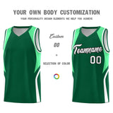 Custom Kelly Green Green and White Color Block Sports Uniform Basketball Jersey
