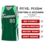 Custom Kelly Green Green and White Color Block Sports Uniform Basketball Jersey
