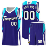 Custom Royal Sky Blue and White Color Block Sports Uniform Basketball Jersey
