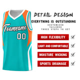 Custom Aqua Orange and White Color Block Sports Uniform Basketball Jersey