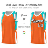 Custom Orange Aqua and White Color Block Sports Uniform Basketball Jersey