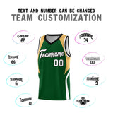 Custom Green Buckskin Brown and White Color Block Sports Uniform Basketball Jersey