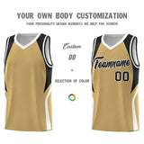 Custom Old Gold Black and White Color Block Sports Uniform Basketball Jersey