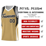Custom Old Gold Black and White Color Block Sports Uniform Basketball Jersey