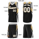 Custom Black Old Gold and White Color Block Sports Uniform Basketball Jersey