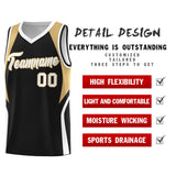 Custom Black Old Gold and White Color Block Sports Uniform Basketball Jersey