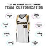 Custom White Old Gold and Black Color Block Sports Uniform Basketball Jersey