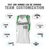 Custom White Green and Gray Color Block Sports Uniform Basketball Jersey