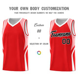 Custom Red Light Pink and White Color Block Sports Uniform Basketball Jersey