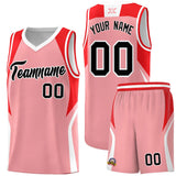 Custom Light Pink Red and White Color Block Sports Uniform Basketball Jersey