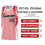 Custom Light Pink Red and White Color Block Sports Uniform Basketball Jersey