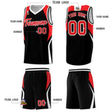 Custom Black Red and White Color Block Sports Uniform Basketball Jersey