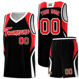 Custom Black Red and White Color Block Sports Uniform Basketball Jersey
