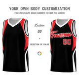 Custom Black Red and White Color Block Sports Uniform Basketball Jersey