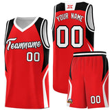 Custom Red Black and White Color Block Sports Uniform Basketball Jersey