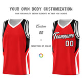 Custom Red Black and White Color Block Sports Uniform Basketball Jersey
