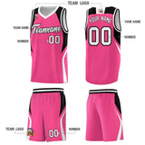 Custom Pink Black and White Color Block Sports Uniform Basketball Jersey